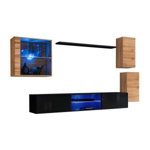 Ensemble meubles de salon SWITCH XXIII design, coloris chêne et noir