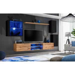 Ensemble meubles de salon SWITCH XXIII design, coloris noir et chêne