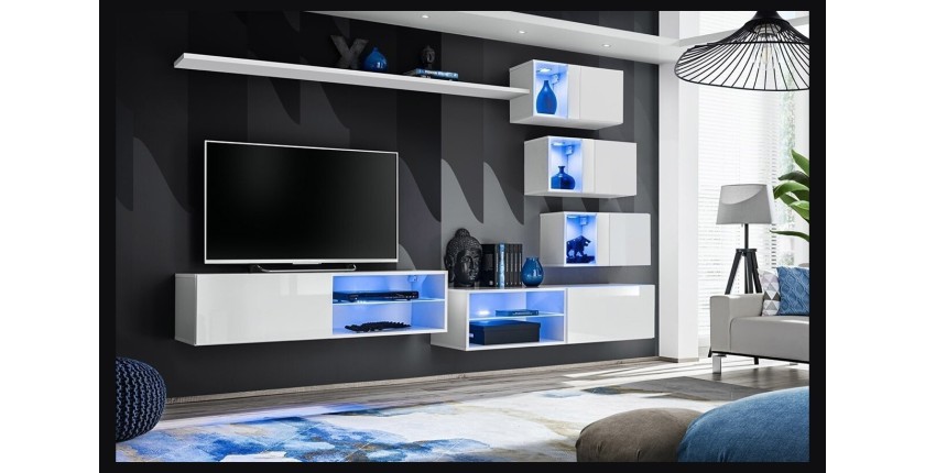 Ensemble meubles de salon SWITCH XXIV design, coloris blanc brillant.