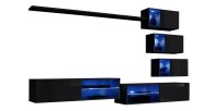 Ensemble meubles de salon SWITCH XXIV design, coloris noir brillant.