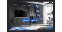 Ensemble meubles de salon SWITCH XXIV design, coloris gris brillant.