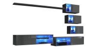 Ensemble meubles de salon SWITCH XXIV design, coloris gris brillant.