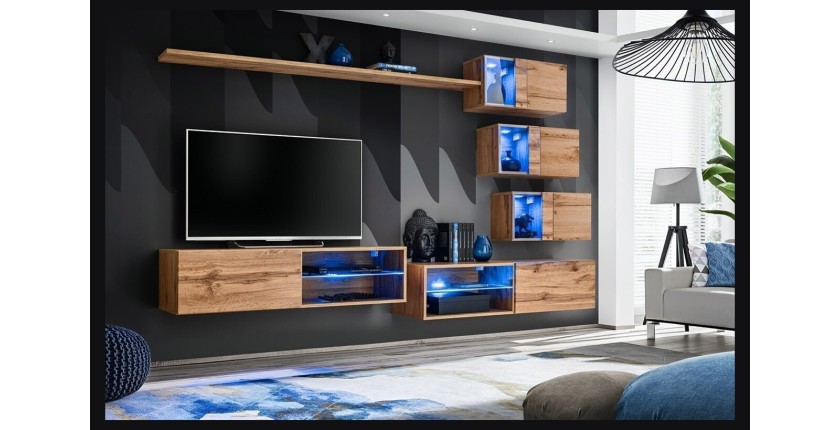 Ensemble meubles de salon SWITCH XXIV design, coloris chêne.