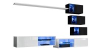Ensemble meubles de salon SWITCH XXIV design, coloris blanc et noir.