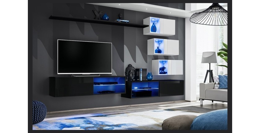 Ensemble meubles de salon SWITCH XXIV design, coloris noir et blanc.