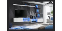Ensemble meubles de salon SWITCH XXIV design, coloris blanc et gris.