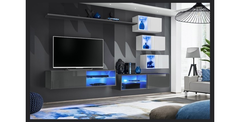 Ensemble meubles de salon SWITCH XXIV design, coloris Gris et blanc.