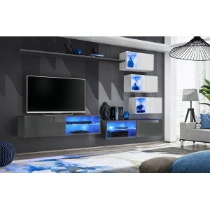 Ensemble meubles de salon SWITCH XXIV design, coloris Gris et blanc.