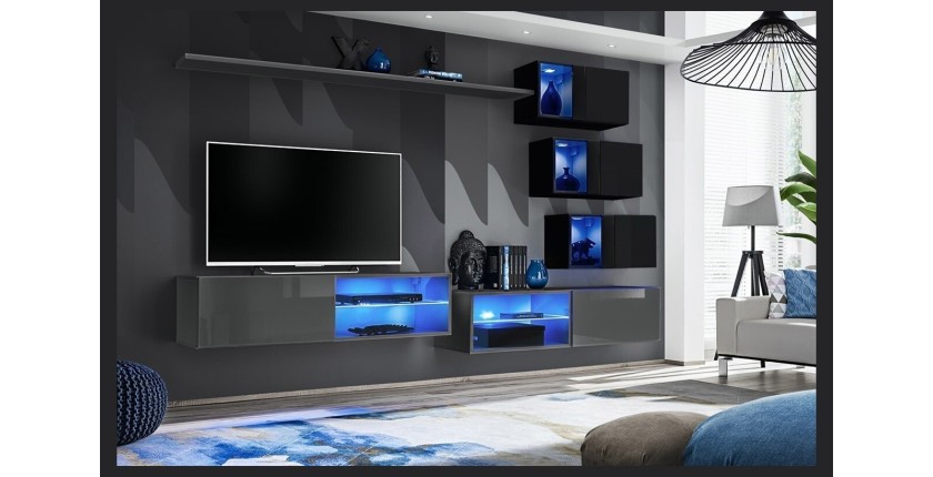 Ensemble meubles de salon SWITCH XXIV design, coloris Gris et noir.
