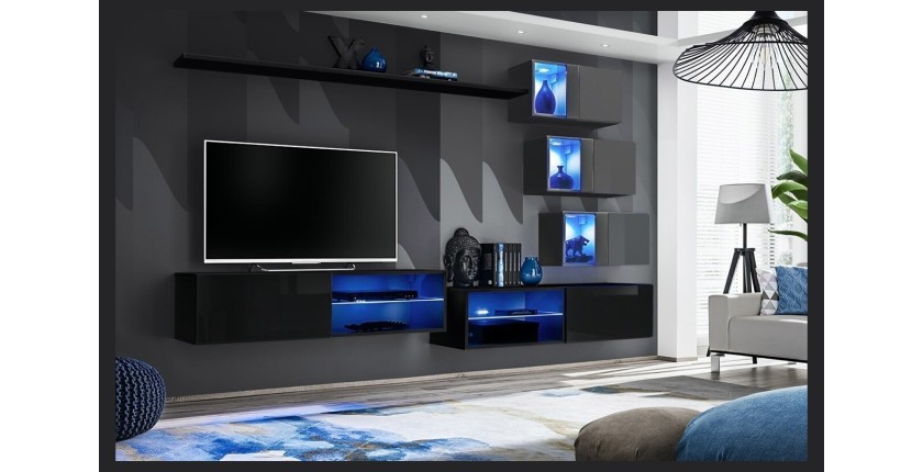 Ensemble meubles de salon SWITCH XXIV design, coloris noir et gris.