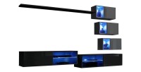 Ensemble meubles de salon SWITCH XXIV design, coloris noir et gris.