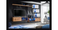 Ensemble meubles de salon SWITCH XXIV design, coloris chêne et blanc.