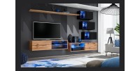 Ensemble meubles de salon SWITCH XXIV design, coloris chêne et noir.
