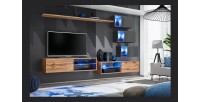 Ensemble meubles de salon SWITCH XXIV design, coloris chêne et gris.