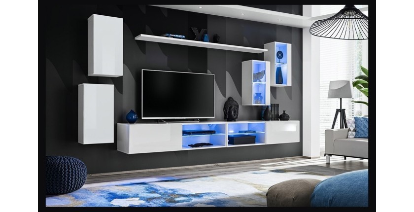 Ensemble meubles de salon SWITCH XXV design, coloris blanc brillant.