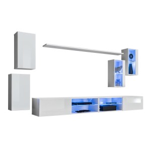 Ensemble meubles de salon SWITCH XXV design, coloris blanc brillant.