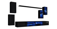 Ensemble meubles de salon SWITCH XXV design, coloris noir brillant.