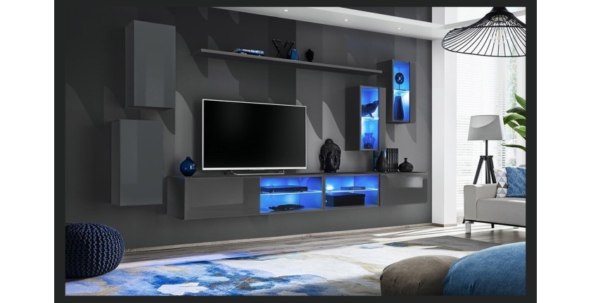 Ensemble meubles de salon SWITCH XXV design, coloris gris brillant.
