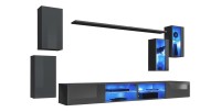 Ensemble meubles de salon SWITCH XXV design, coloris gris brillant.