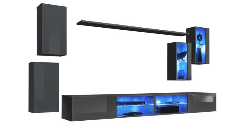 Ensemble meubles de salon SWITCH XXV design, coloris gris brillant.
