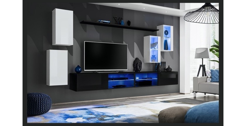 Ensemble meubles de salon SWITCH XXV design, coloris blanc et noir.