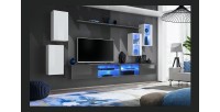 Ensemble meubles de salon SWITCH XXV design, coloris blanc et gris.