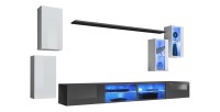 Ensemble meubles de salon SWITCH XXV design, coloris blanc et gris.