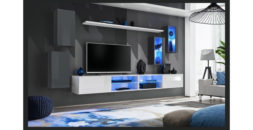 Ensemble meubles de salon SWITCH XXV design, coloris gris et blanc.
