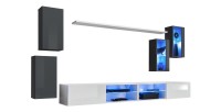 Ensemble meubles de salon SWITCH XXV design, coloris gris et blanc.