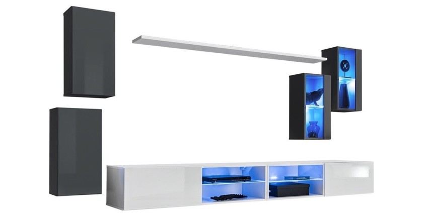 Ensemble meubles de salon SWITCH XXV design, coloris gris et blanc.