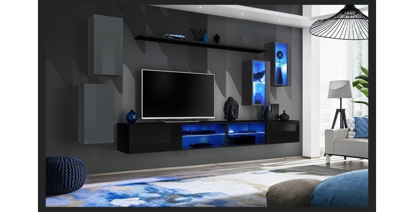 Ensemble meubles de salon SWITCH XXV design, coloris gris et noir.