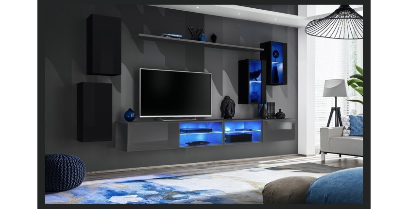 Ensemble meubles de salon SWITCH XXV design, coloris noir et gris.