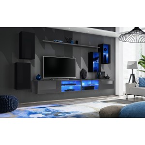 Ensemble meubles de salon SWITCH XXV design, coloris noir et gris.