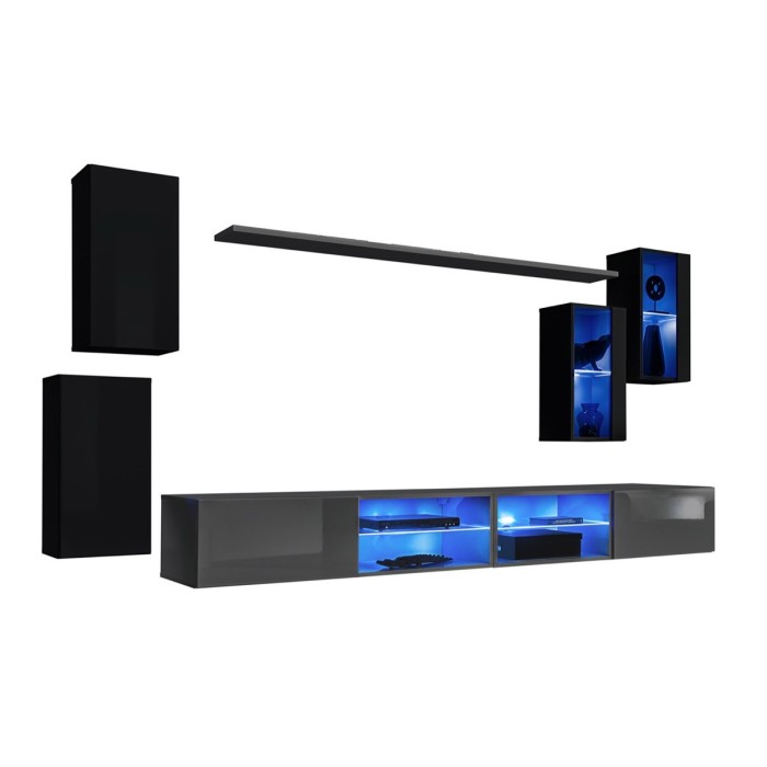 Ensemble meubles de salon SWITCH XXV design, coloris noir et gris.