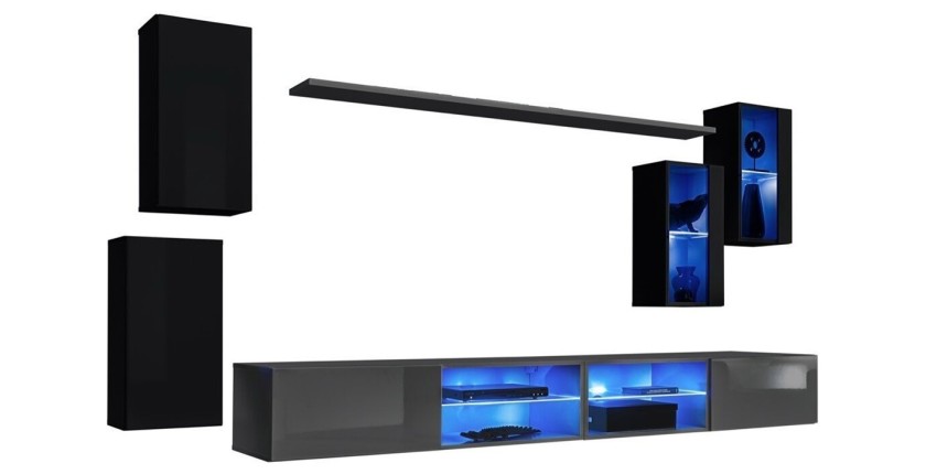 Ensemble meubles de salon SWITCH XXV design, coloris noir et gris.