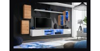 Ensemble meubles de salon SWITCH XXV design, coloris chêne et blanc.