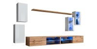 Ensemble meubles de salon SWITCH XXV design, coloris blanc et chêne.