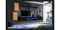 Ensemble meubles de salon SWITCH XXV design, coloris chêne et noir.