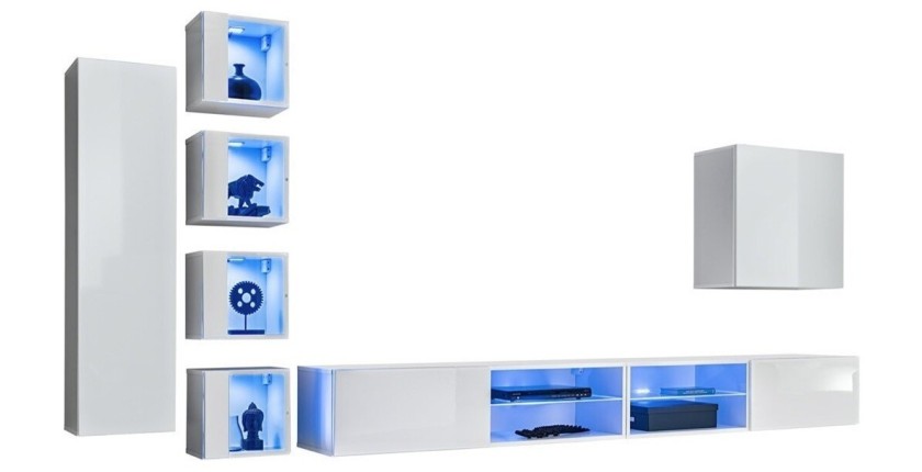 Ensemble meubles de salon SWITCH XXVI design, coloris blanc brillant.