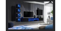 Ensemble meubles de salon SWITCH XXVI design, coloris noir brillant.