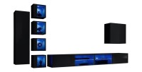 Ensemble meubles de salon SWITCH XXVI design, coloris noir brillant.