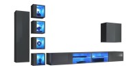 Ensemble meubles de salon SWITCH XXVI design, coloris gris brillant.