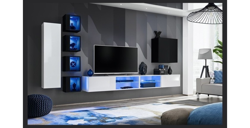 Ensemble meubles de salon SWITCH XXVI design, coloris blanc et noir.