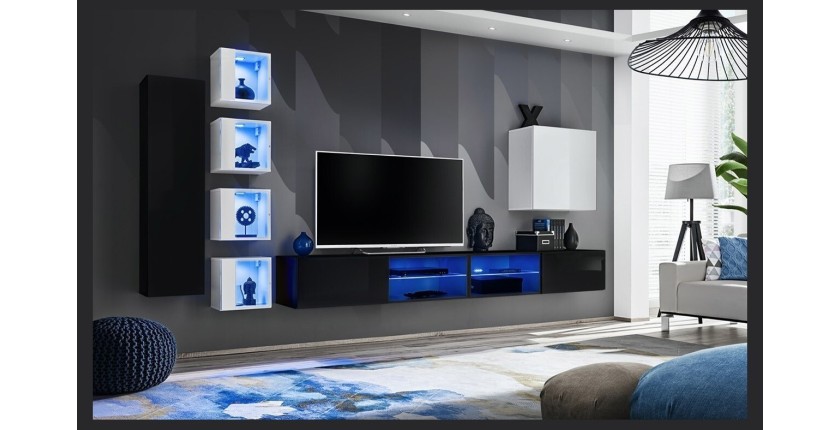 Ensemble meubles de salon SWITCH XXVI design, coloris noir et blanc.