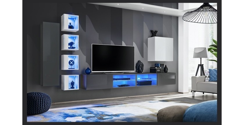 Ensemble meubles de salon SWITCH XXVI design, coloris gris et blanc.