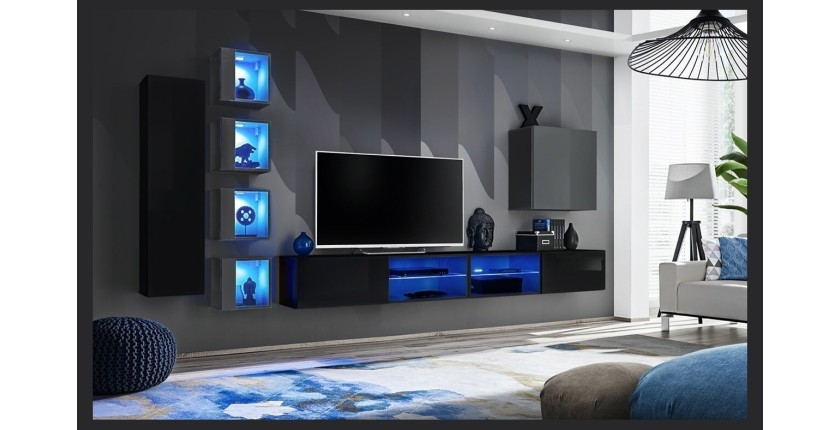 Ensemble meubles de salon SWITCH XXVI design, coloris noir et gris.