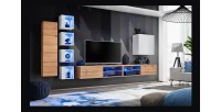 Ensemble meubles de salon SWITCH XXVI design, coloris chêne et blanc.