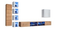 Ensemble meubles de salon SWITCH XXVI design, coloris chêne et blanc.