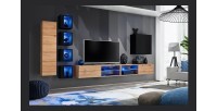 Ensemble meubles de salon SWITCH XXVI design, coloris chêne et noir.
