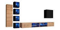 Ensemble meubles de salon SWITCH XXVI design, coloris chêne et noir.